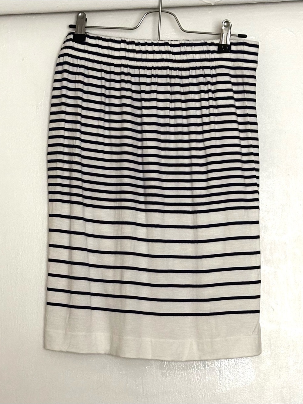 LOFT White Blue Striped Nautical Stretch Jersey Skirt Size Medium